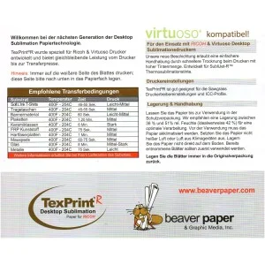 TexPrint R Sublimation Papier DIN A4 - Beaver Paper
